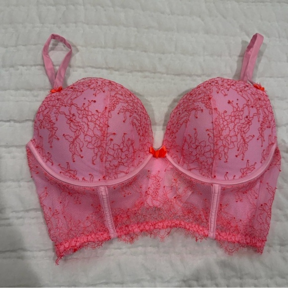 Victoria's Secret Hot Pink Push-up Bustier 34DD